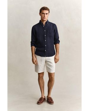 GANT Linen Shorts Cream - Blue