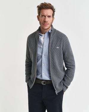 GANT Micro Textured Zip Jumper - Blue