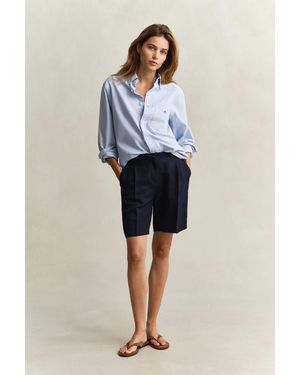 GANT Tailored Linen Blend Shorts Evening - Blue