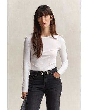 GANT Light Cotton Long Sleeve T-Shirt - White