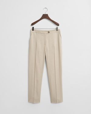 GANT Tailored Stretch Linen Trousers - Natural