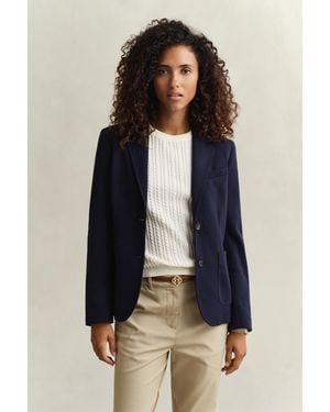 GANT Slim Fit Piqué Blazer - Blue