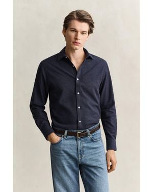 GANT Flannel Mélange Shirt Dark Melange - Blue