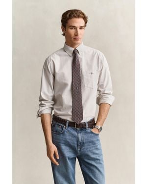 GANT Banker Stripe Classic Oxford Shirt Light Taupe - Natural