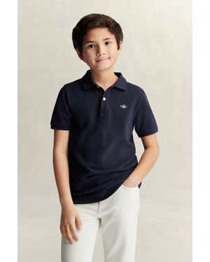 GANT Teens Shield Piqué Polo Shirt Evening - Blue