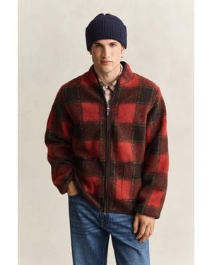 GANT Checked Fleece Jacket - Red