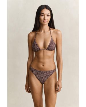 GANT Printed Padded Triangle Bikini Top - Brown