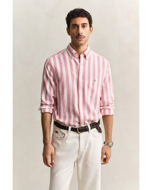 GANT Striped Linen Blend Shirt - Pink