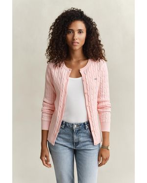 GANT Stretch Cotton Cable Knit Cardigan - Multicolour