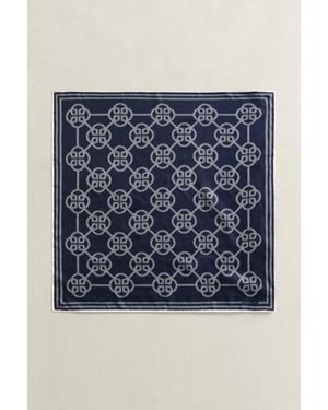 GANT Monogram Print Silk Scarf Evening - Blue
