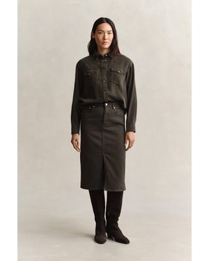 GANT Twill Coloured Pencil Skirt Dark Moss - Green