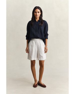 GANT Striped Linen Blend Shorts Eggshell - Blue
