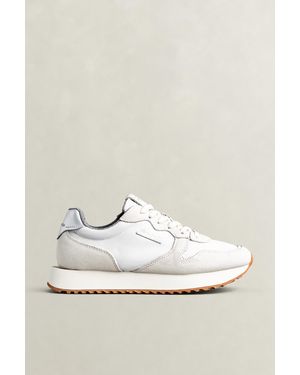 GANT Bevinda Suede Nylon Trainers Eggshell - White