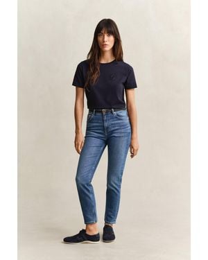 GANT Slim Cropped Jeans Mid Broken In - Blue