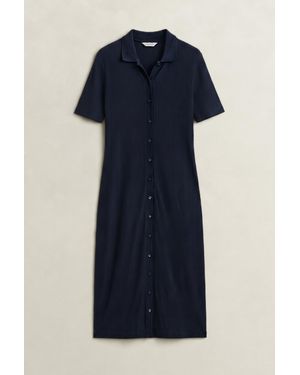 GANT Slim Ribbed Polo Dress Evening - Blue