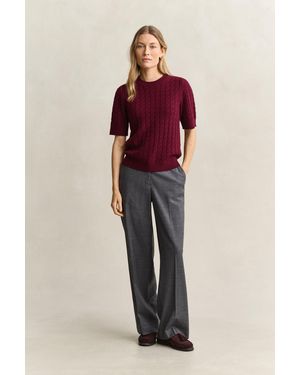 GANT Flannel Trousers Charcoal Melange - Red