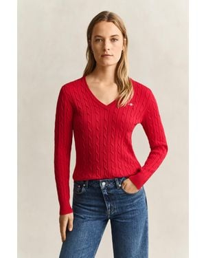 GANT Classic Cable Knit Jumper Ruby - Red