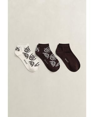 GANT 3-Pack Monogram Ankle Socks Deep - Natural