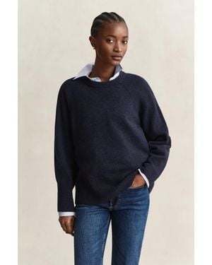 GANT Wool Cashmere Crew Neck Jumper Evening - Blue