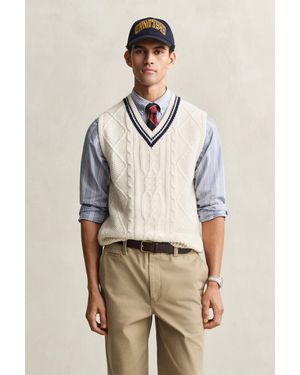 GANT Cable Knit Vest Cream - Natural
