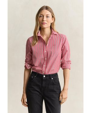 GANT Classic Regular Striped Poplin Shirt Ruby - Pink