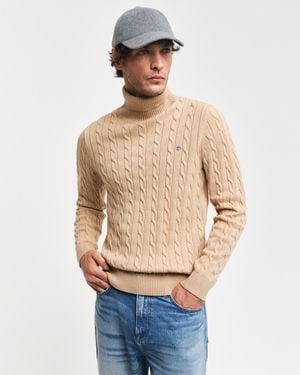 GANT Cotton Cable Knit Turtleneck Jumper () - Blue