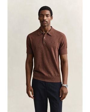 GANT Slub Cotton Blend Short Sleeve Polo Jumper - Multicolour