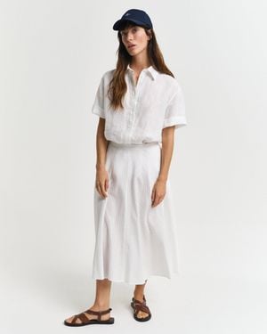 GANT Tonal Striped Seersucker Skirt - White