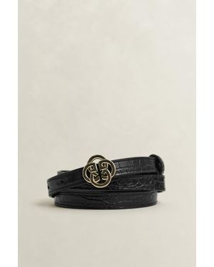 GANT Croc-Effect Monogram Belt - Black