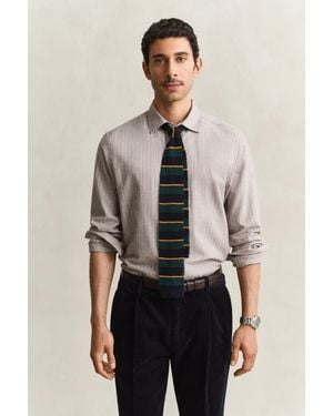 GANT Striped Flannel Mélange Shirt Light Melange - Natural