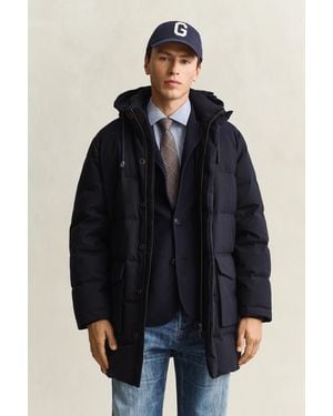 GANT Flannel Down Mid Jacket Evening - Blue