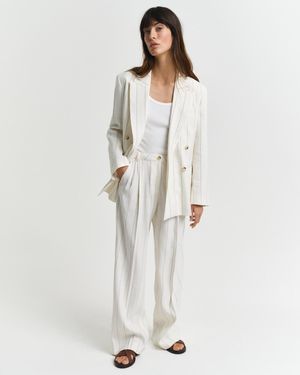 GANT Pinstriped Linen Trousers - White