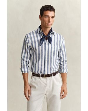 GANT Striped Linen Blend Shirt - Blue