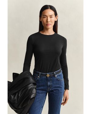 GANT Cotton Long Sleeve T-Shirt - Black