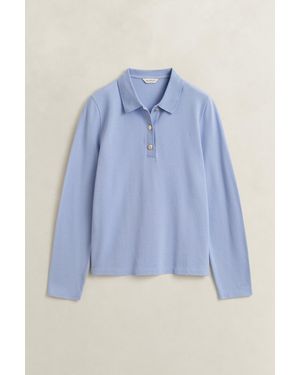 GANT Piqué Polo Long Sleeve Top - Blue