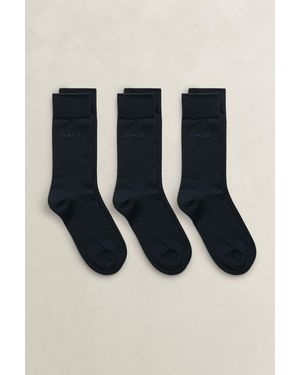 GANT 3-Pack Mercerized Cotton Socks - Black