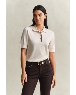 GANT Seamless Polo Top Cream - Natural