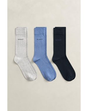 GANT 3-Pack Mercerized Cotton Socks Denim Melange - Blue