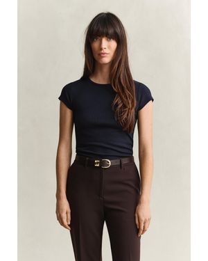 GANT Slim Ribbed T-Shirt Evening - Blue