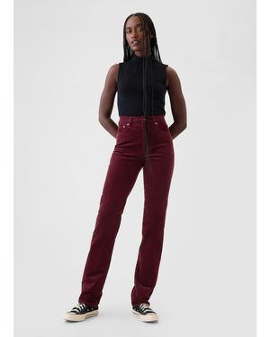 Gap Pantalone straight a vita alta in corduroy - Rosso