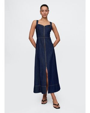Gap Abito lungo denim con zip frontale - Blu