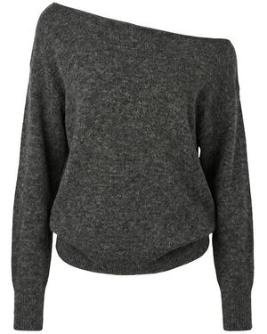Garage Long Sleeve Spongy Relaxed Off Shoulder Jumper - Black