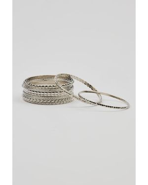 Garage Set Of 11 Textured Bangles - Black