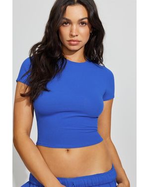 Garage Supersoft Crewneck Cropped T-Shirt - Blue