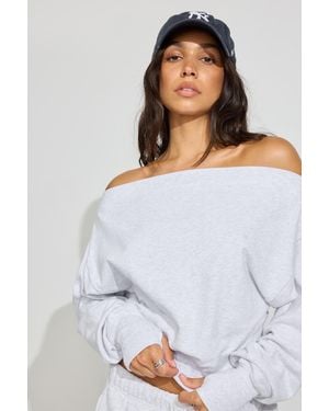 Garage Softterry Rib Off Shoulder Sweater - White