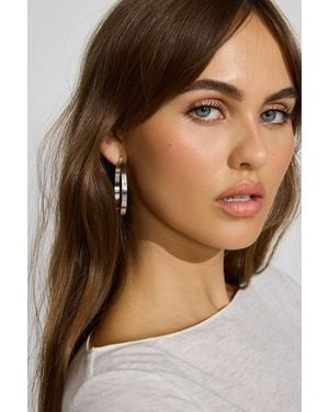 Garage 3 Pack Smooth & Textured Hoop Earrings - Brown