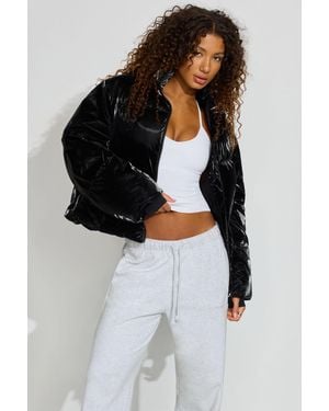 Garage Shiny Puffer Jacket - Black