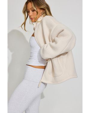 Garage Sherpa Fleece Full Zip Jacket - Gray
