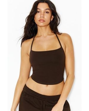 Garage Stretchterry Open Back Halter Top - Black