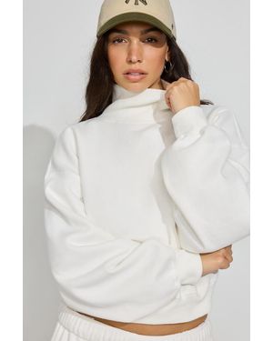 Garage Ultrafleece Bubble Mock Neck Sweater - White